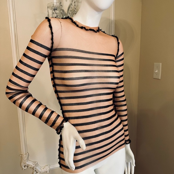 Jean Paul Gaultier striped printed mesh Top SIZE S - Picture 15 of 16